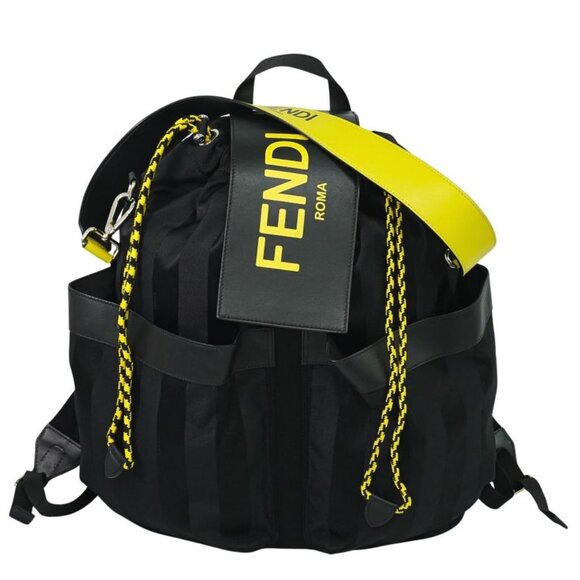 Fendi Strike Pecan 2-Way Backpack Shoulder Bag Nylon Leather Black main image 4